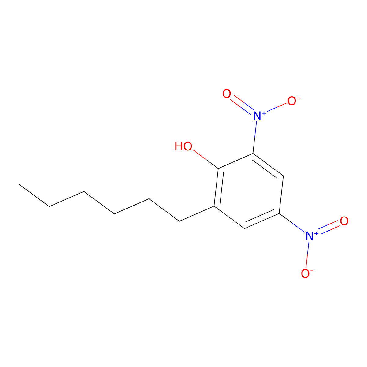 2-Hexyl-4,6-dinitrophenol molecular structure, CAS 4099-65-4