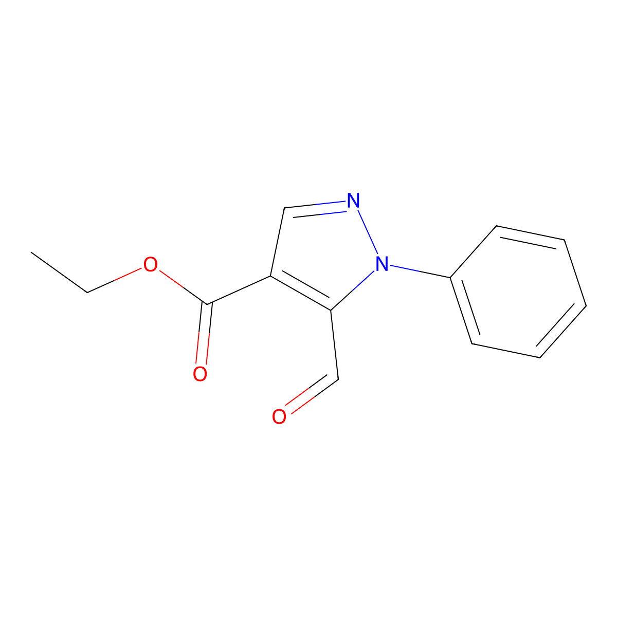 ethyl 5-formyl-1-phenyl-1H-pyrazole-4-carboxylate molecular structure, CAS 40995-43-5