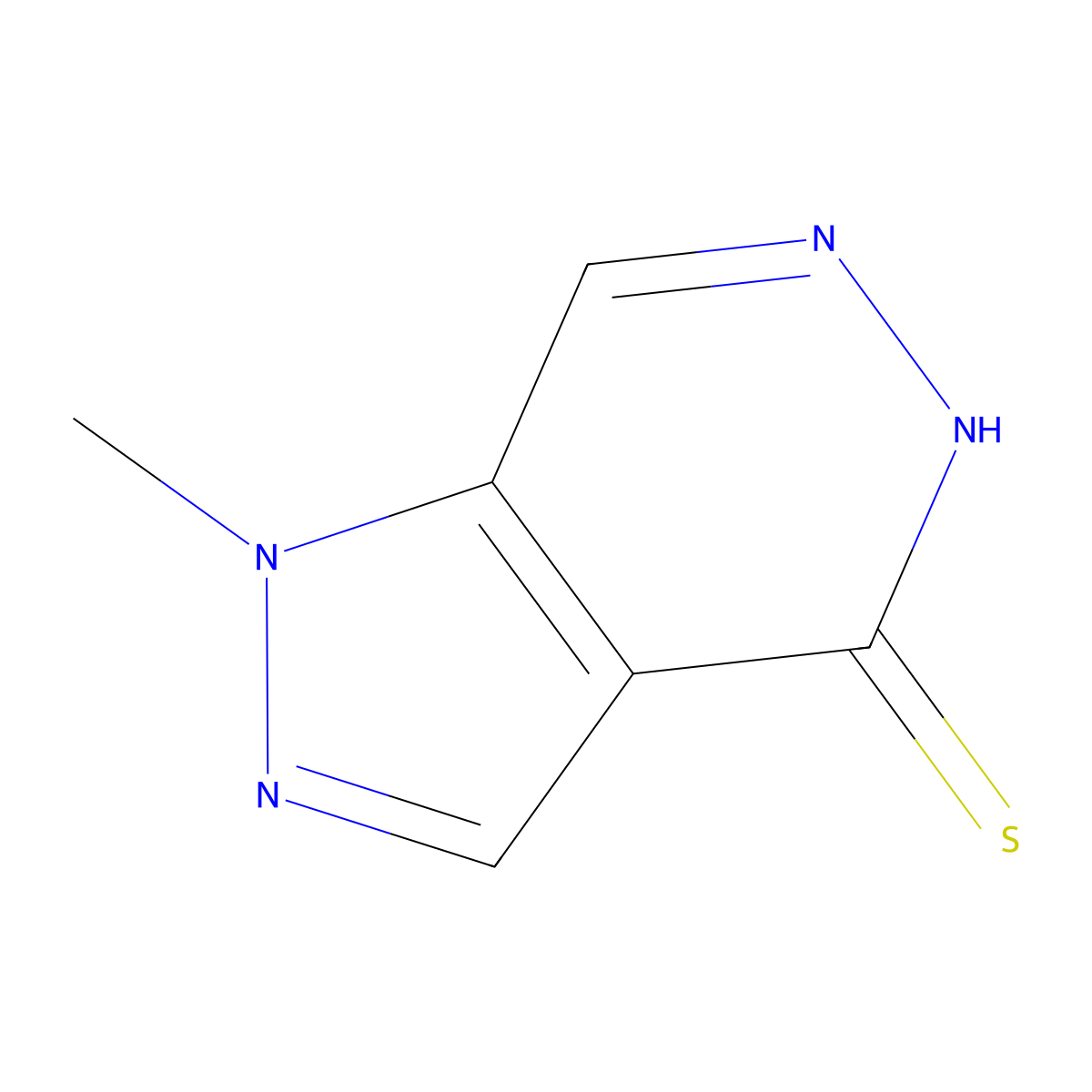1-methyl-1,5-dihydro-4H-pyrazolo[3,4-d]pyridazine-4-thione molecular structure, CAS 40995-55-9