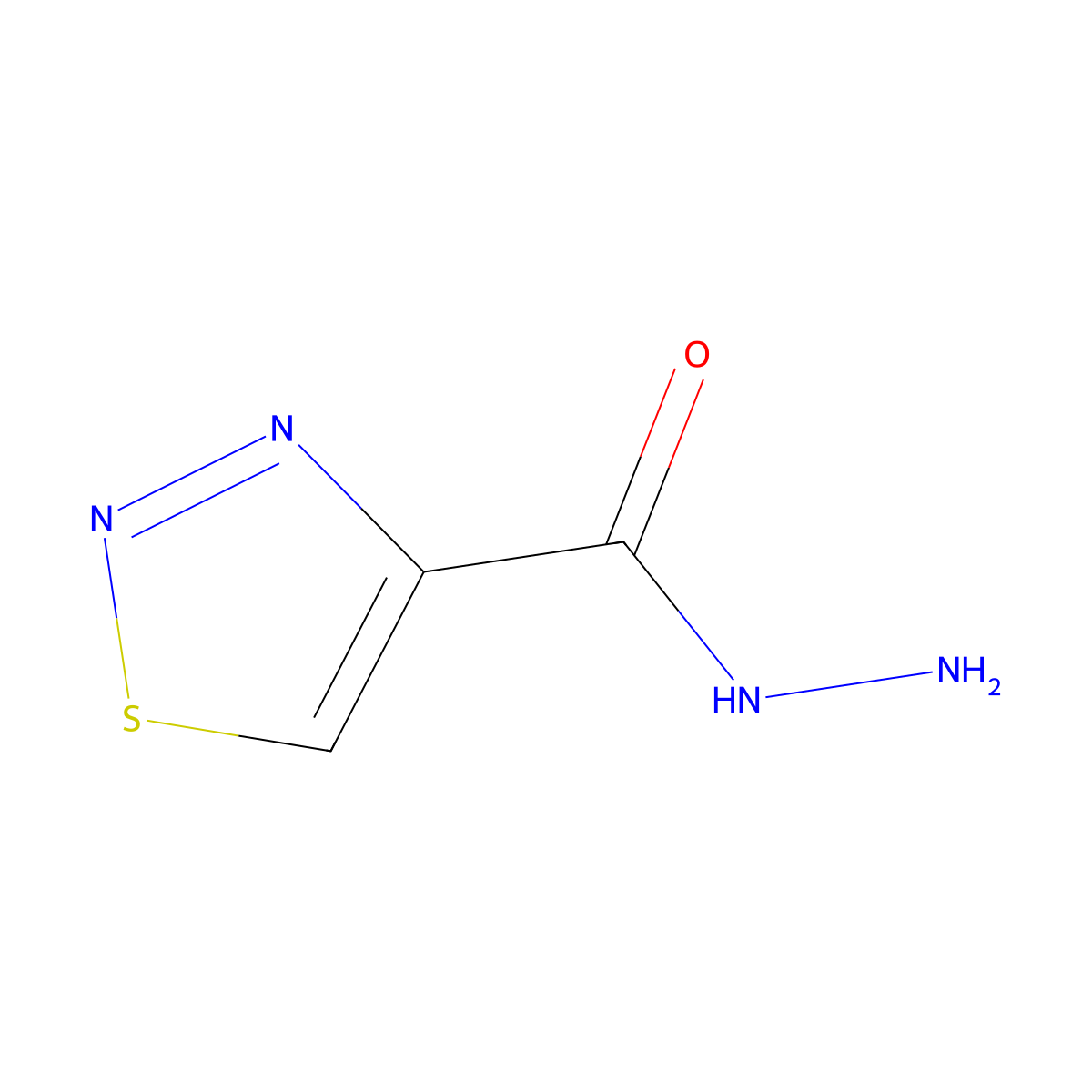 1,2,3-Thiadiazole-4-carboxylic acid, hydrazide molecular structure, CAS 4100-18-9