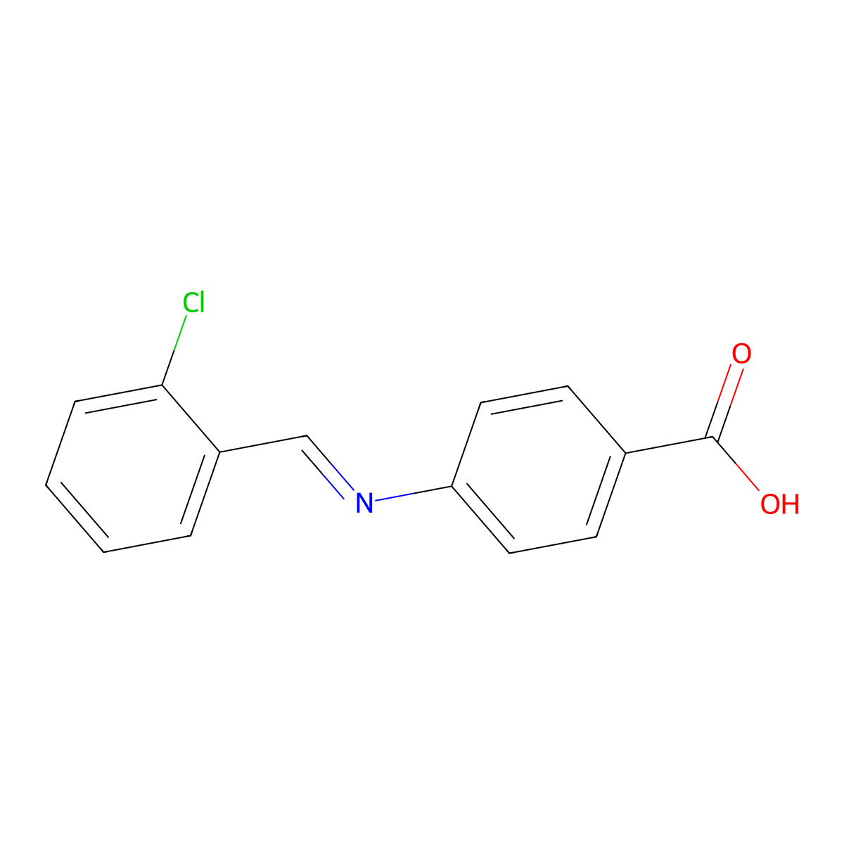 4-(((2-Chlorophenyl)methylene)amino)benzoic acid molecular structure, CAS 41001-46-1