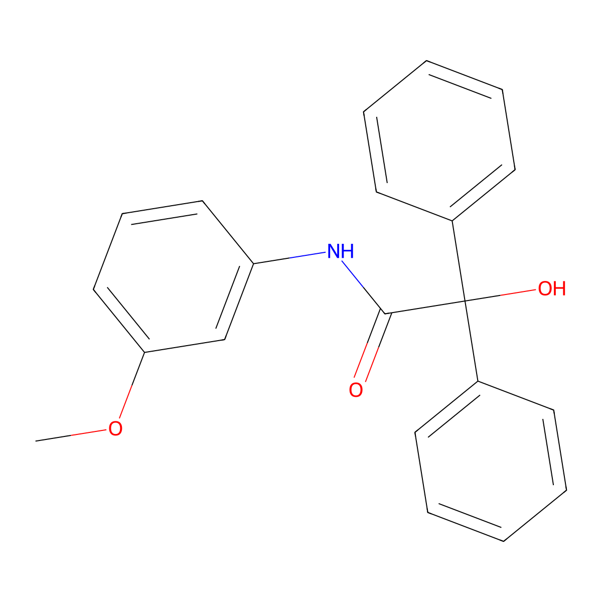2-hydroxy-N-(3-methoxyphenyl)-2,2-diphenylacetamide molecular structure, CAS 41007-74-3