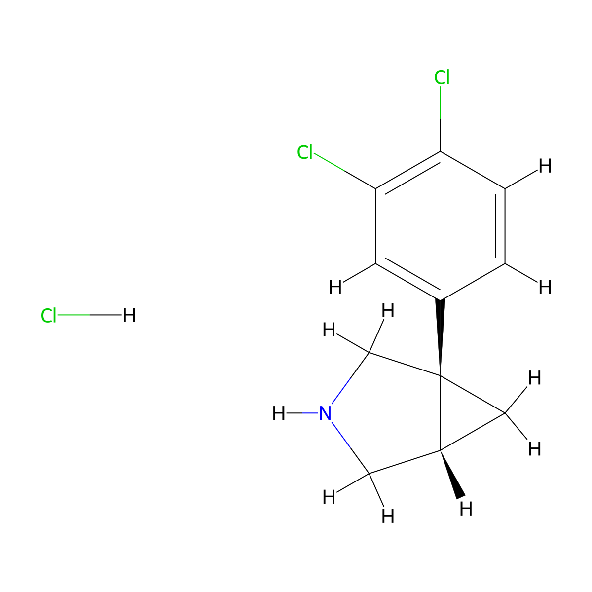 3-Azabicyclo(3.1.0)hexane, 1-(3,4-dichlorophenyl)-, hydrochloride molecular structure, CAS 410074-74-7