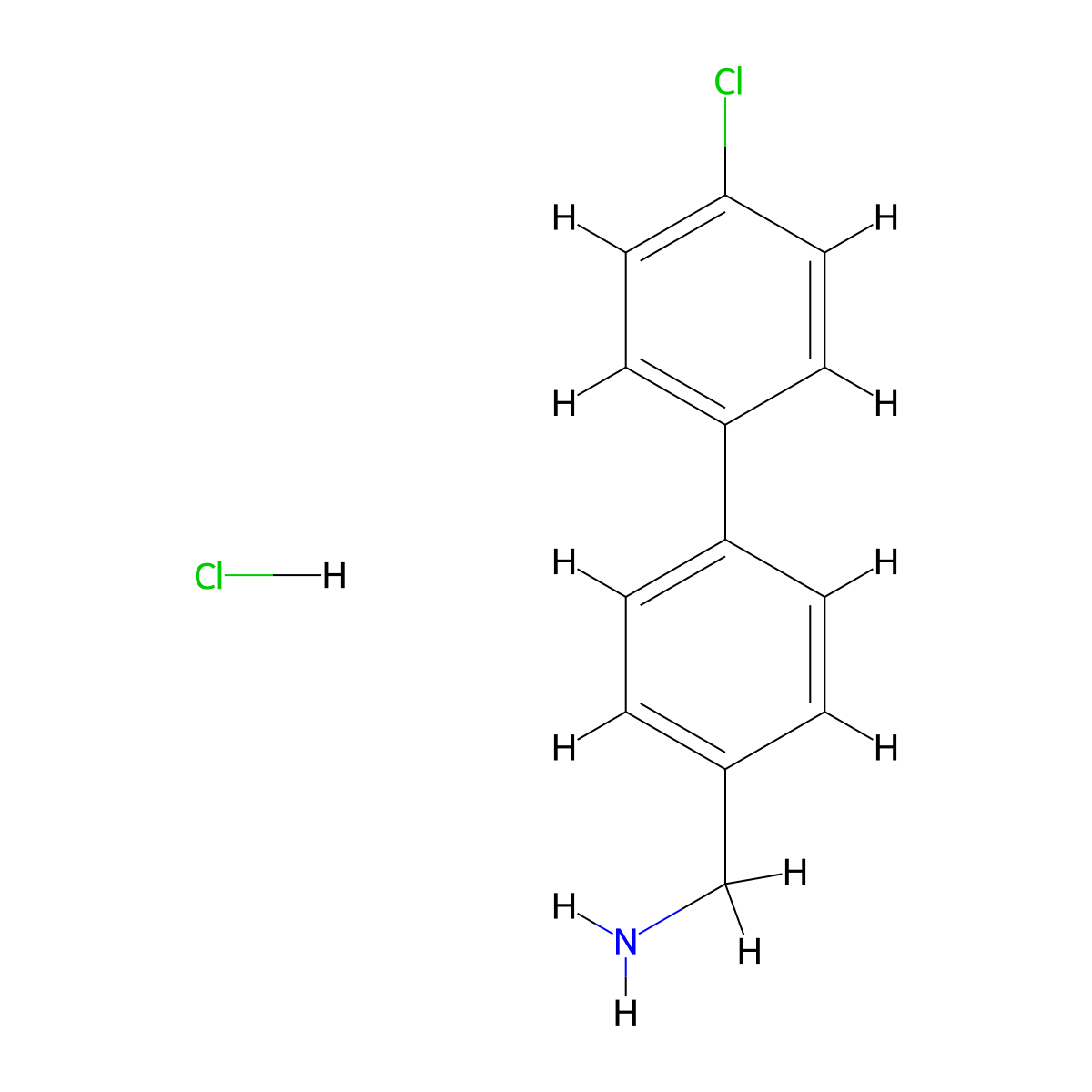 [4-(4-Chlorophenyl)phenyl]methylamine hydrochloride molecular structure, CAS 410077-96-2