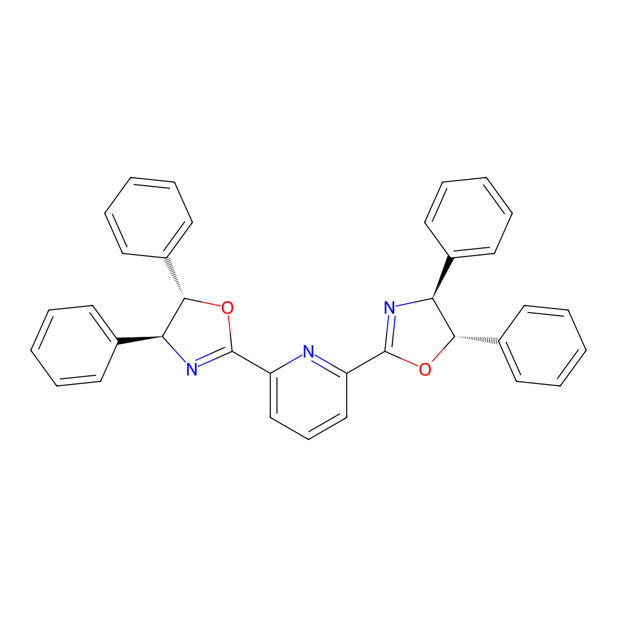 2,6-Bis((4S,5S)-4,5-diphenyl-4,5-dihydrooxazol-2-yl)pyridine molecular structure, CAS 410092-98-7