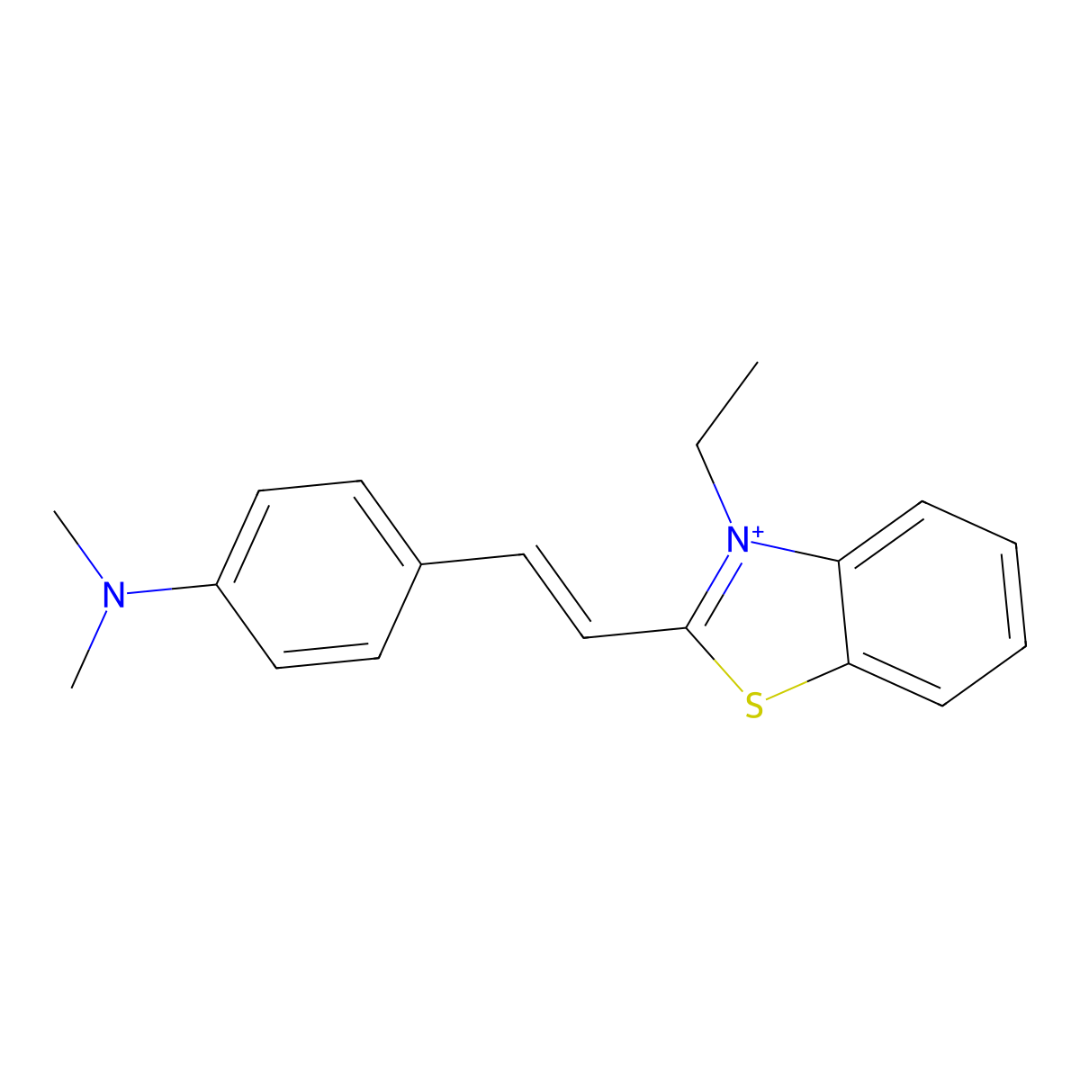 2-(4-(Dimethylamino)styryl)-3-ethylbenzo[d]thiazol-3-ium molecular structure, CAS 41017-17-8