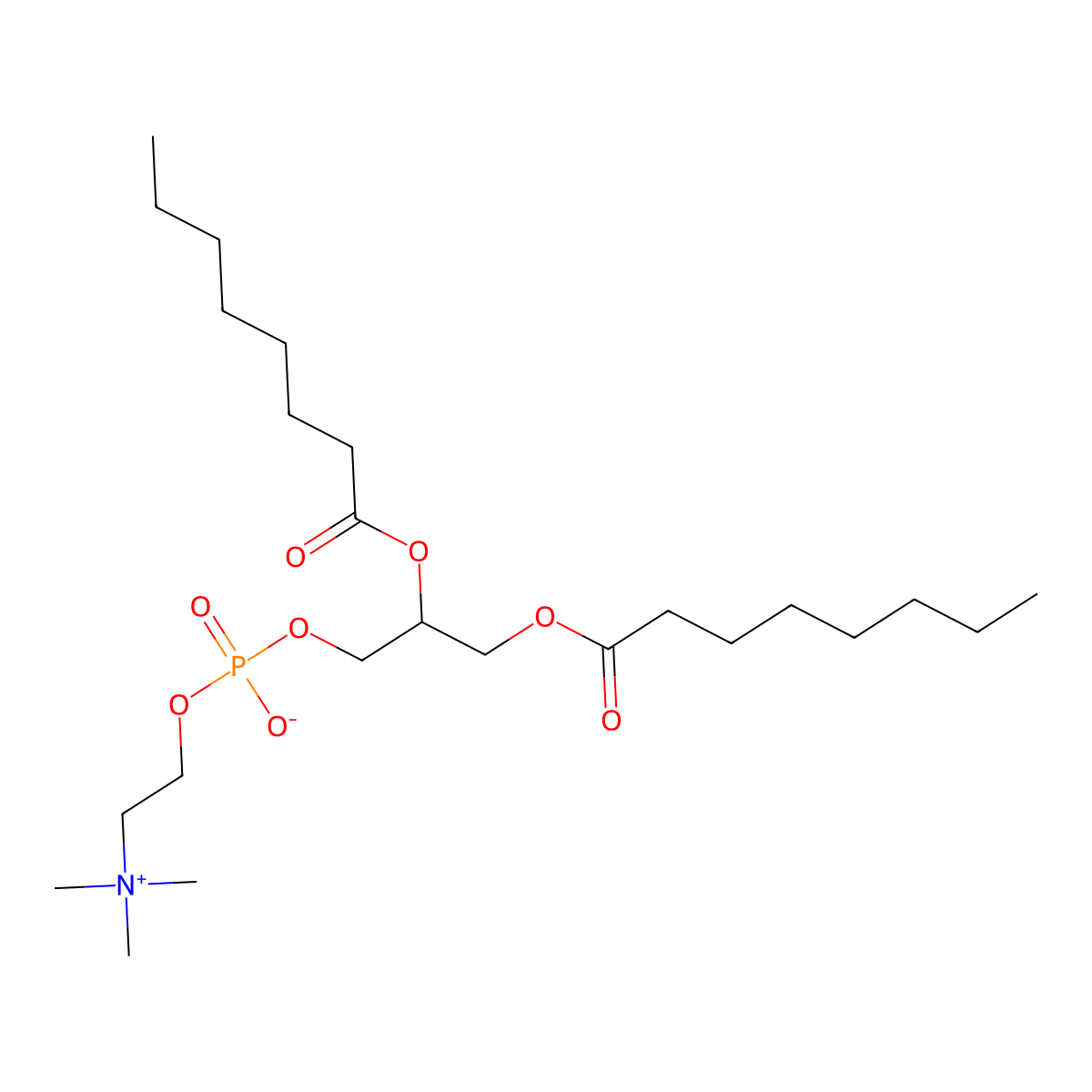 Dioctanoyl phosphatidylcholine molecular structure, CAS 41017-85-0
