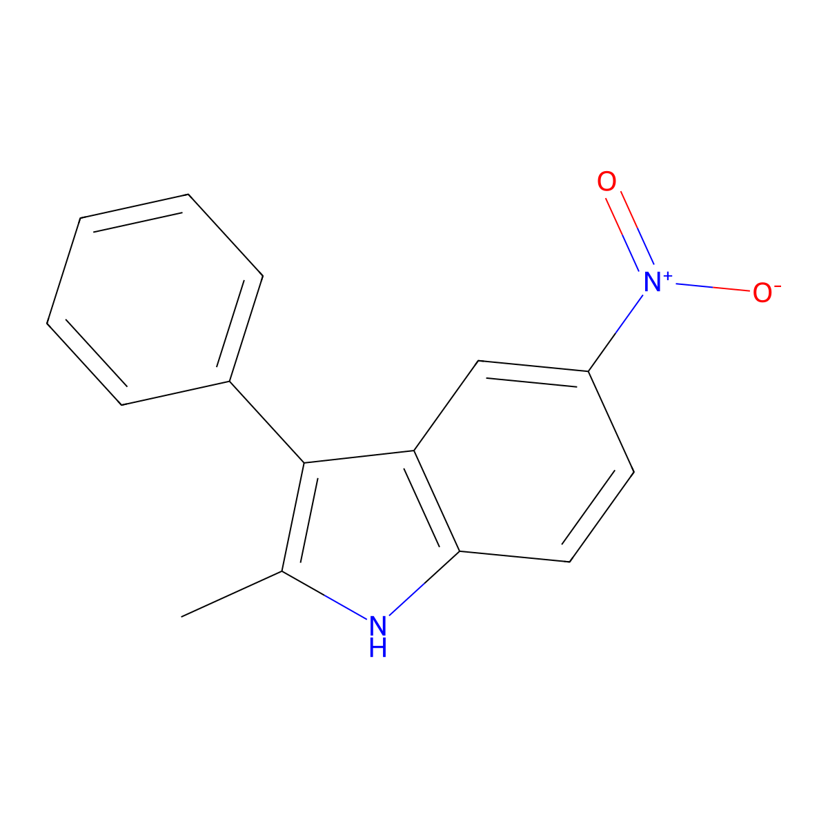 2-Methyl-5-nitro-3-phenyl-1H-indole molecular structure, CAS 41018-87-5