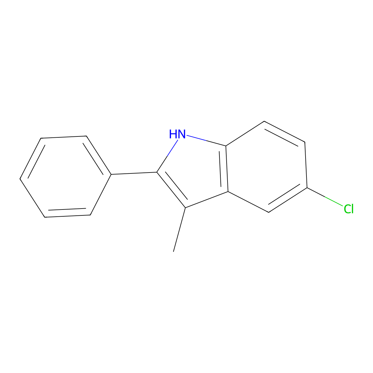 5-chloro-3-methyl-2-phenyl-1H-indole molecular structure, CAS 41018-94-4