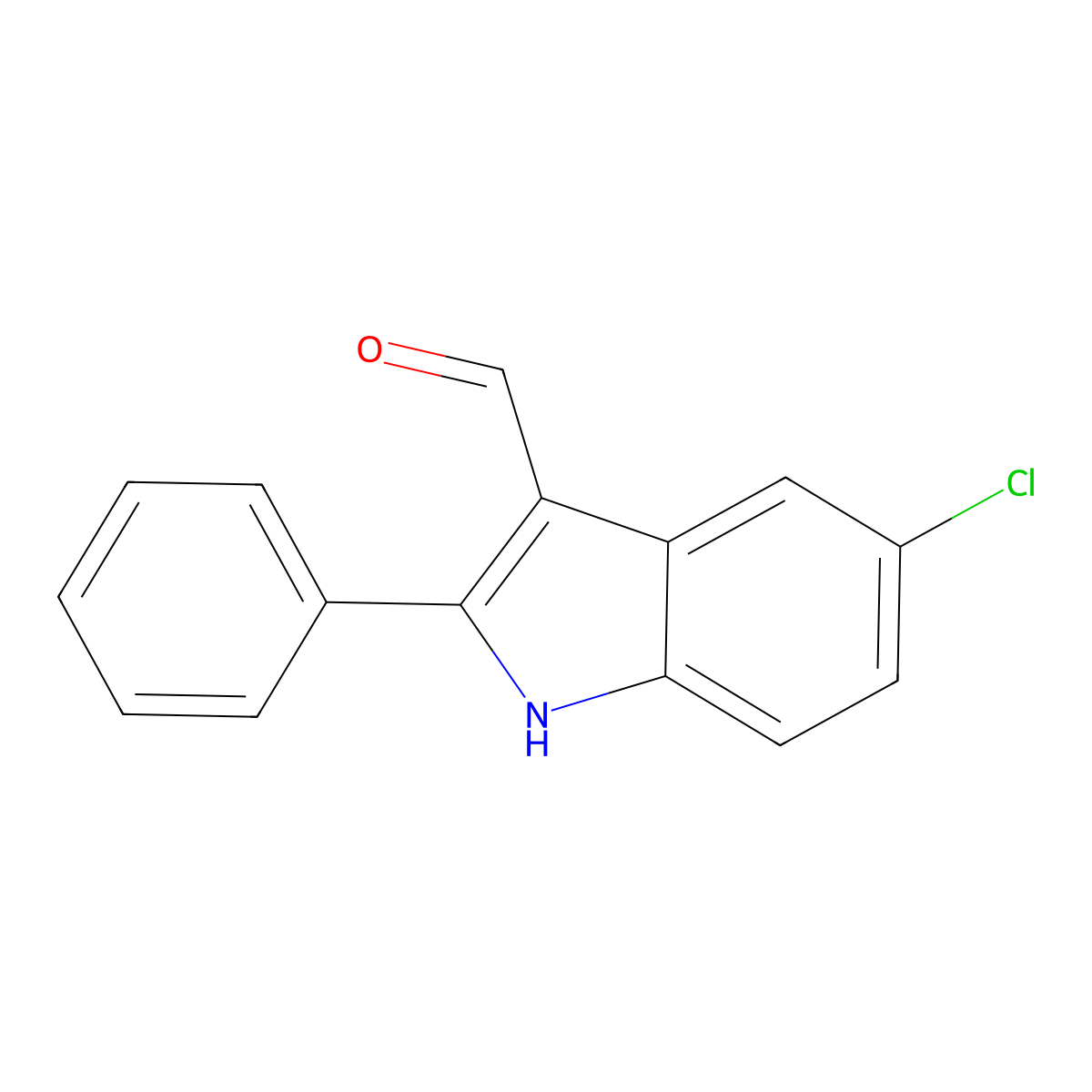 5-chloro-2-phenyl-1H-indole-3-carbaldehyde molecular structure, CAS 41019-17-4