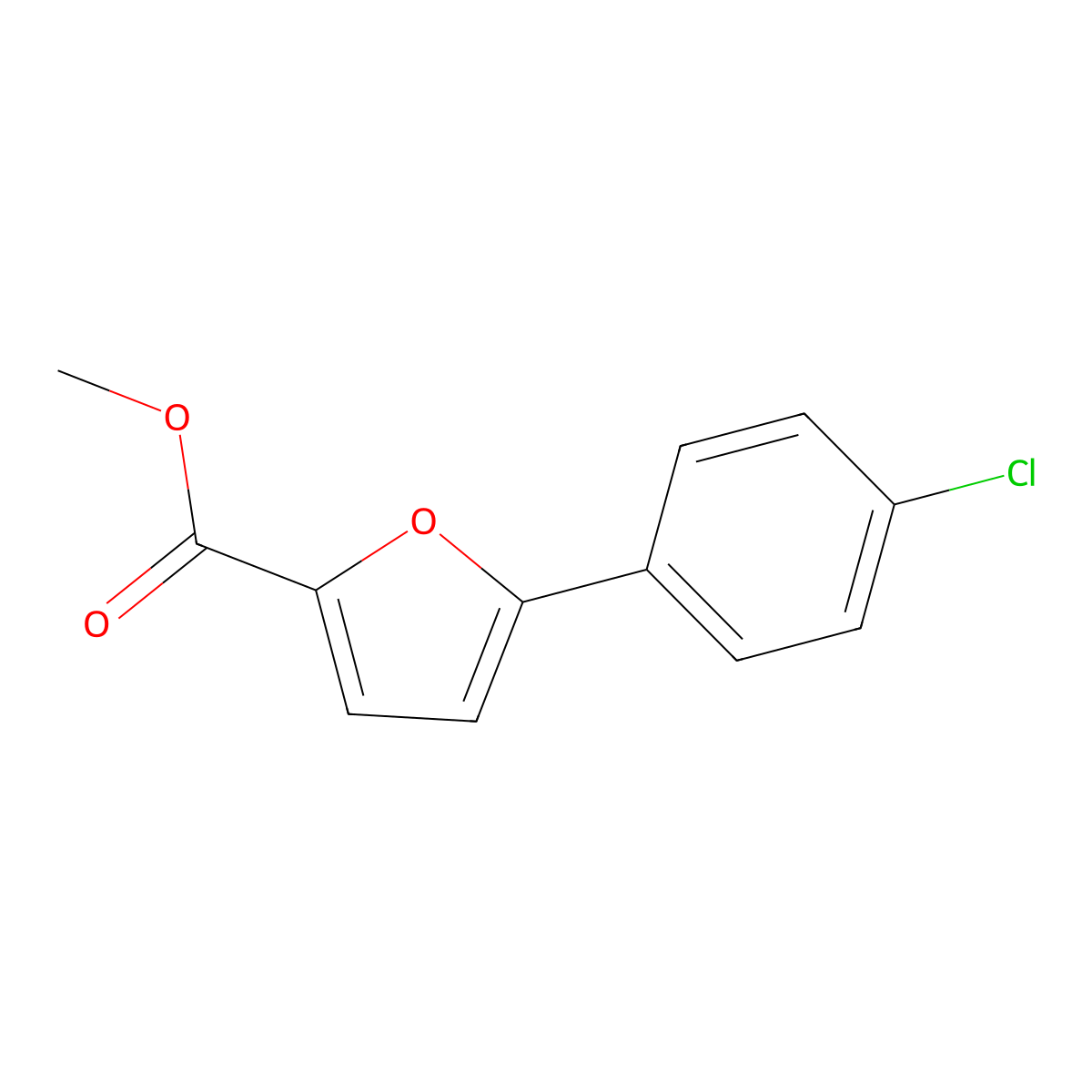 Methyl 5-(4-chlorophenyl)furan-2-carboxylate molecular structure, CAS 41019-40-3