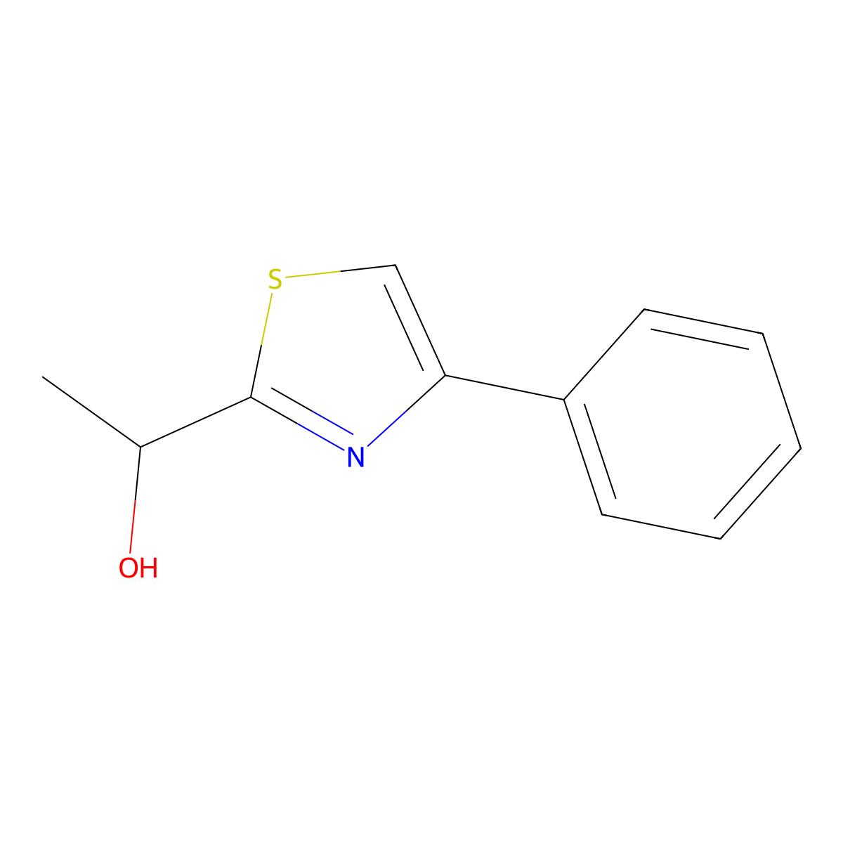 1-(4-Phenyl-1,3-thiazol-2-yl)ethan-1-ol molecular structure, CAS 41029-90-7