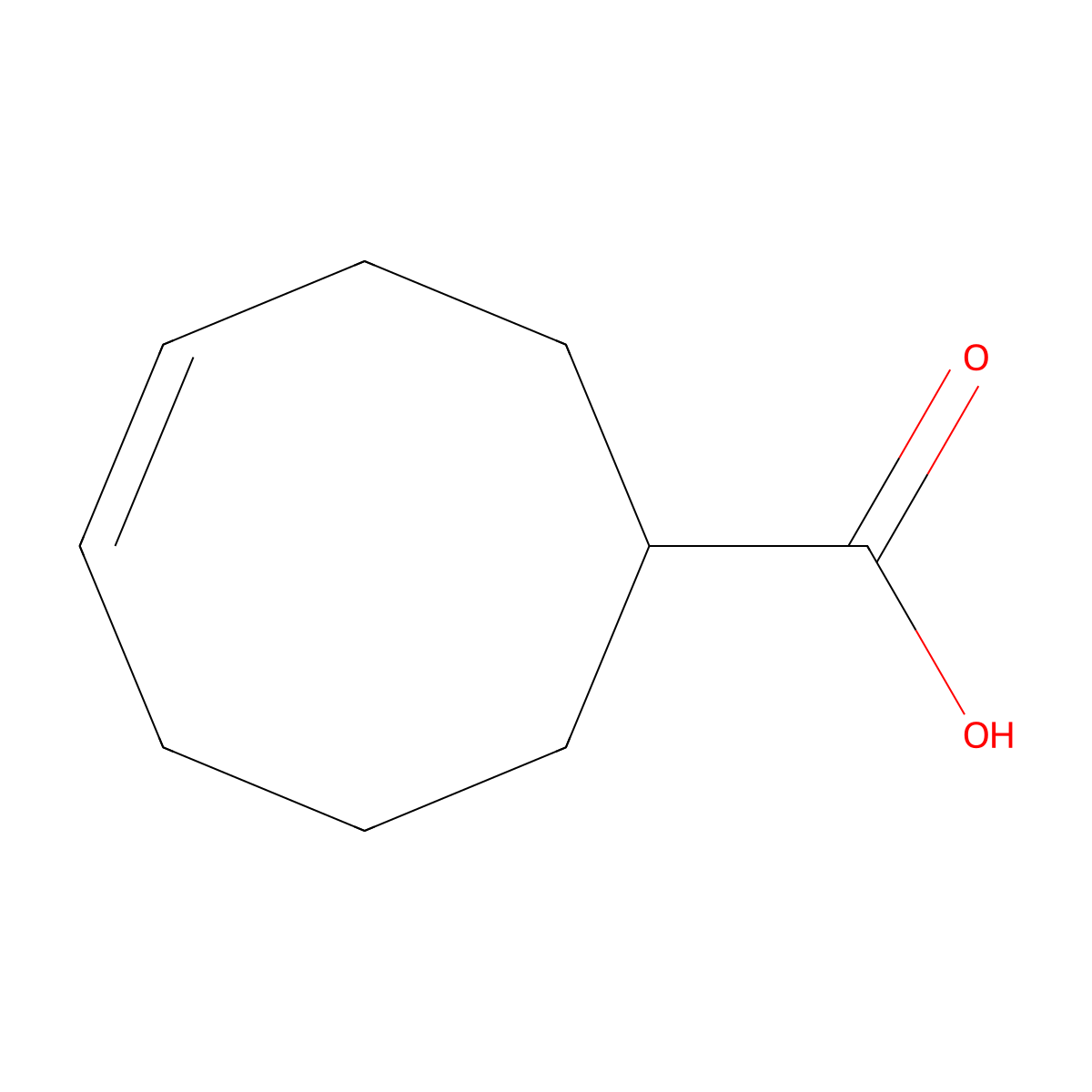 (4Z)-cyclooct-4-ene-1-carboxylic acid molecular structure, CAS 4103-10-0
