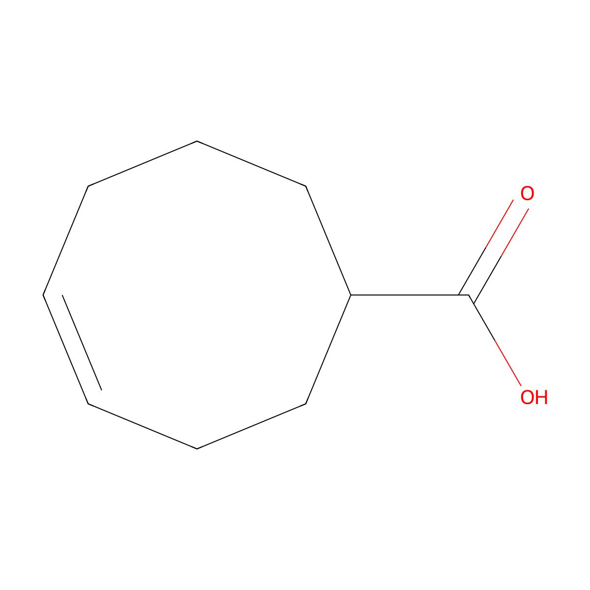 (4Z)-cyclooct-4-ene-1-carboxylic acid molecular structure, CAS 4103-10-0