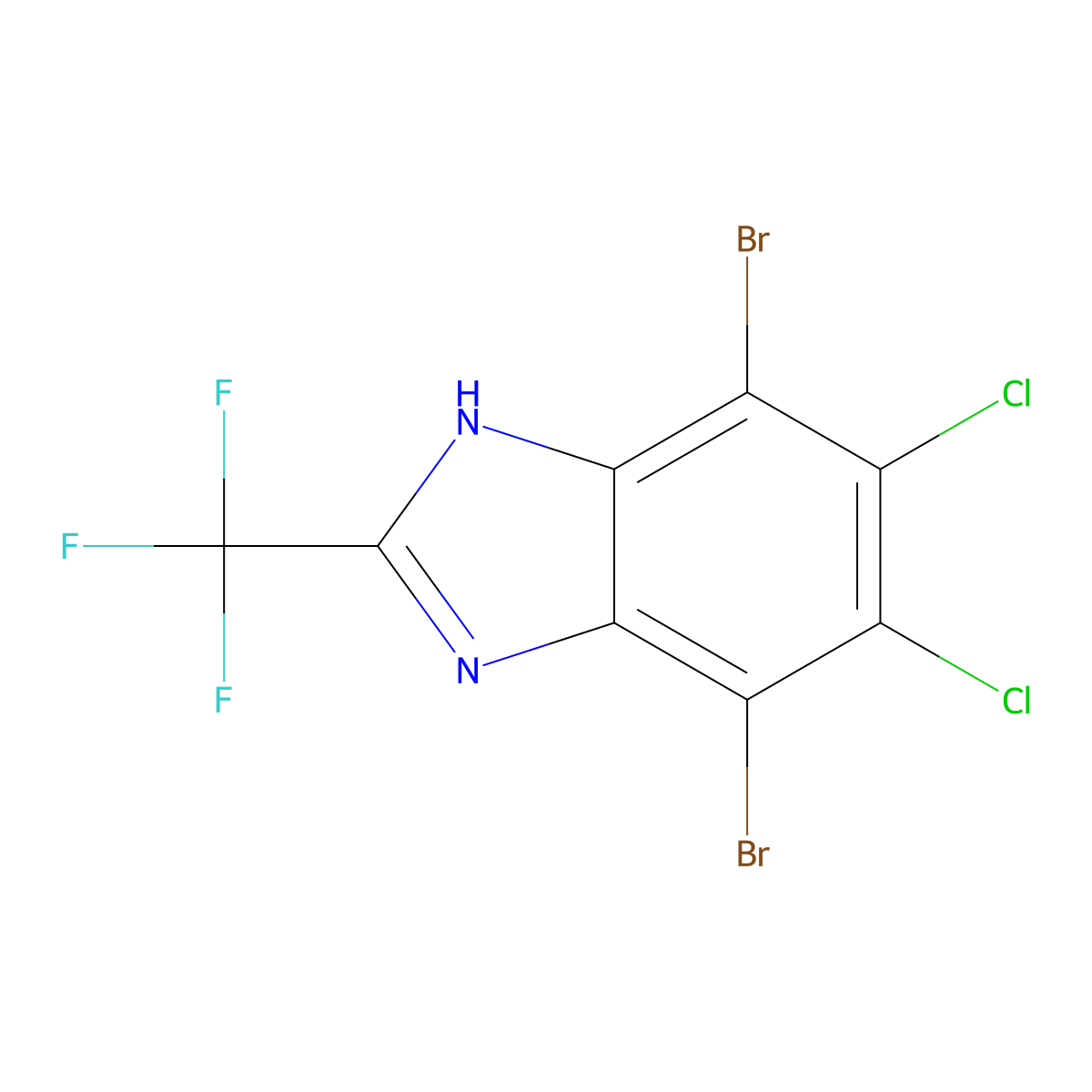 Benzimidazole, 4,7-dibromo-5,6-dichloro-2-(trifluoromethyl)- molecular structure, CAS 41035-29-4