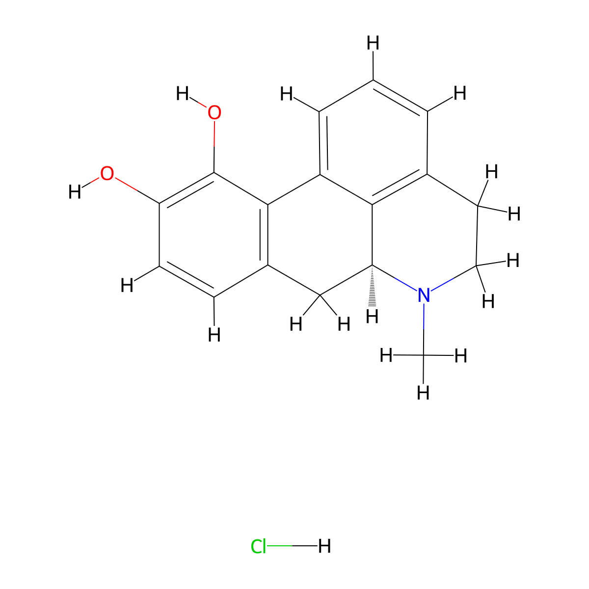 (S)-Apomorphine Hydrochloride molecular structure, CAS 41035-30-7