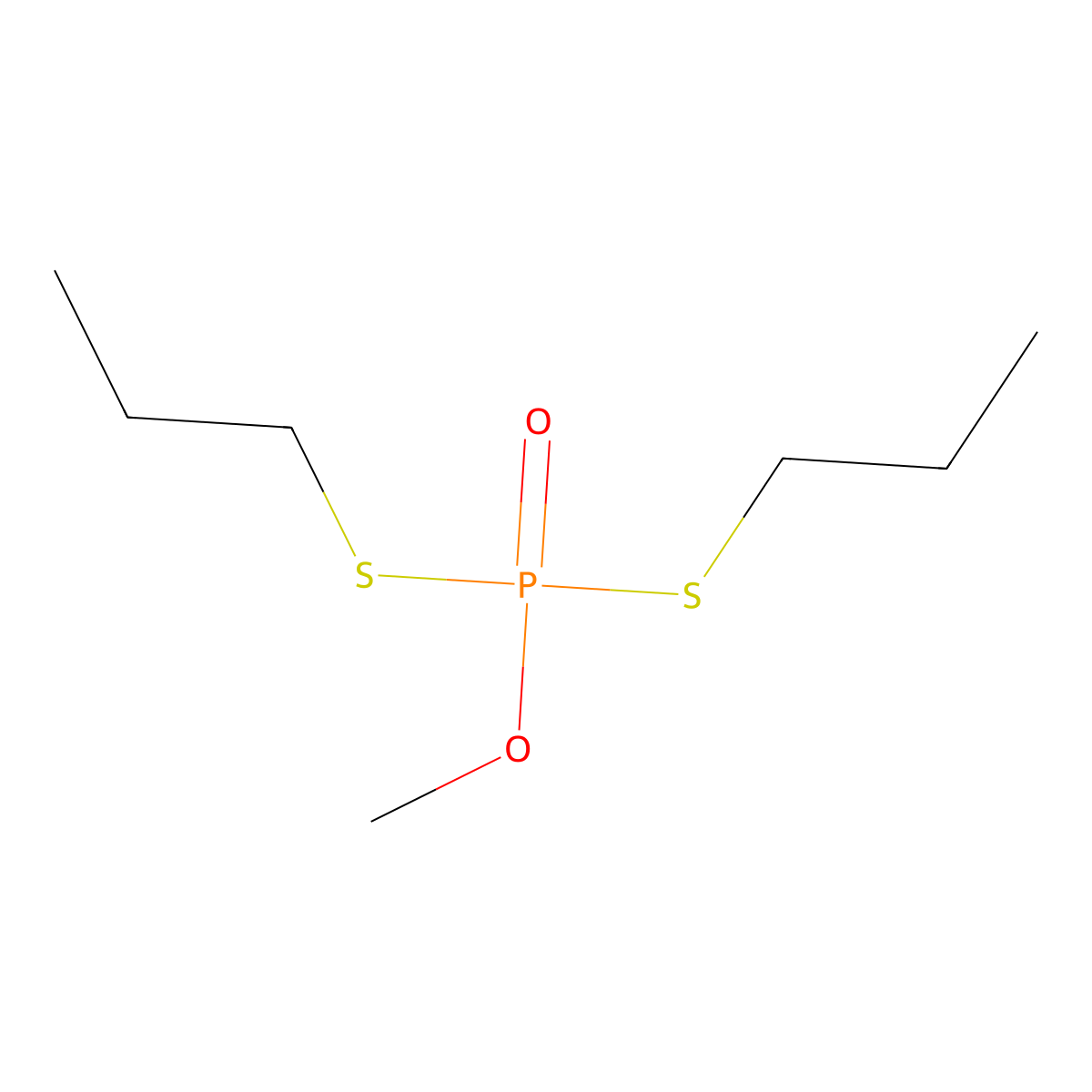 Phosphorodithioic acid, O-methyl S,S-dipropyl ester molecular structure, CAS 4104-02-3