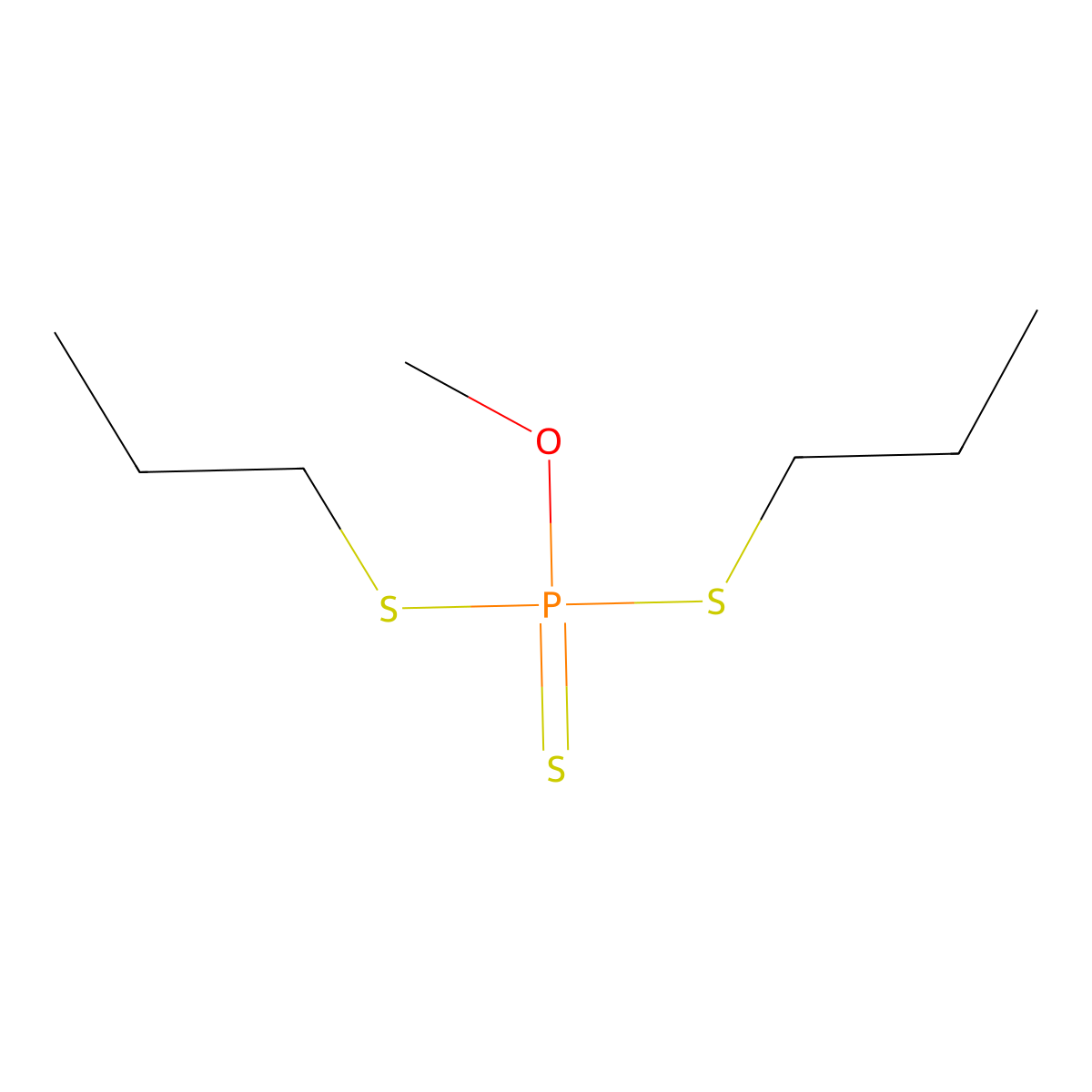 O-Methyl S,S-dipropyl phosphorotrithioate molecular structure, CAS 4104-03-4