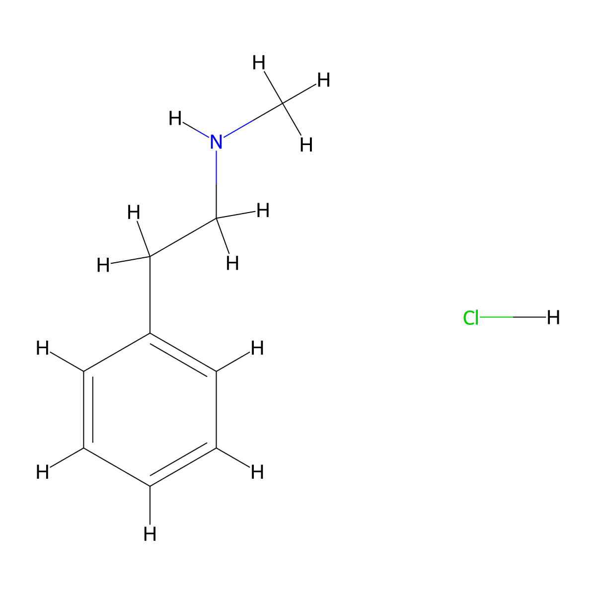 Methyl(2-phenylethyl)amine hydrochloride molecular structure, CAS 4104-43-2