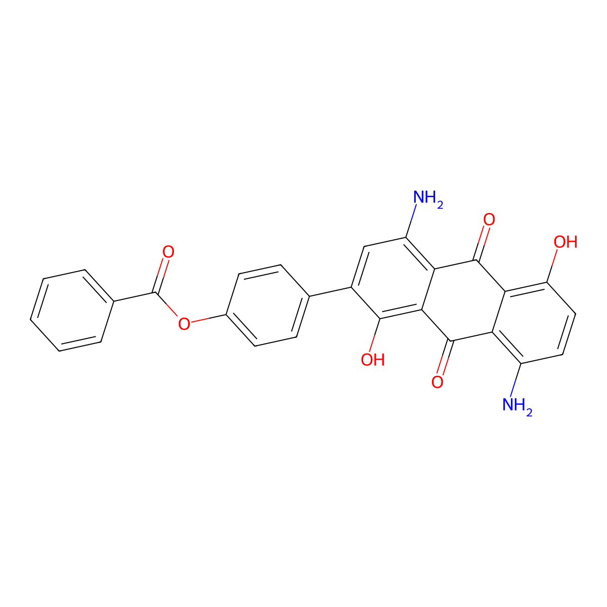 9,10-Anthracenedione, 4,8-diamino-2-[4-(benzoyloxy)phenyl]-1,5-dihydroxy- molecular structure, CAS 4104-49-8