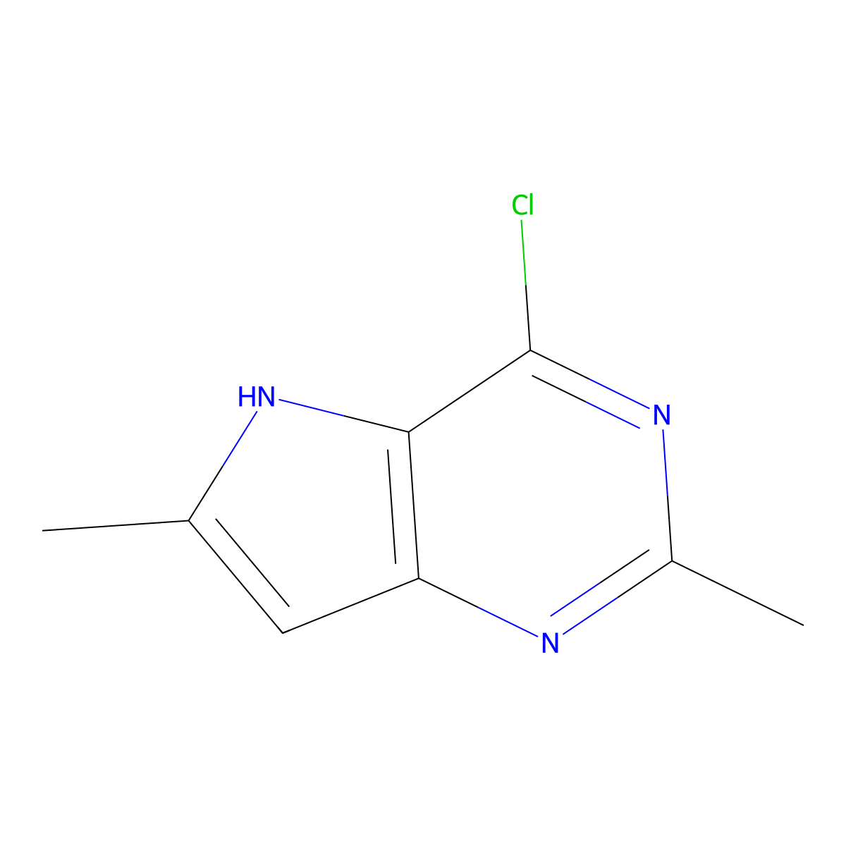 4-chloro-2,6-dimethyl-5H-pyrrolo[3,2-d]pyrimidine molecular structure, CAS 41040-24-8