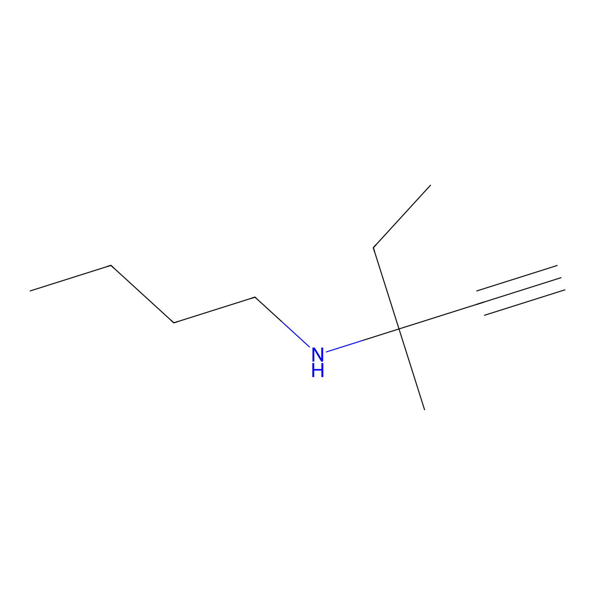 Butyl(3-methylpent-1-yn-3-yl)amine molecular structure, CAS 41040-63-5