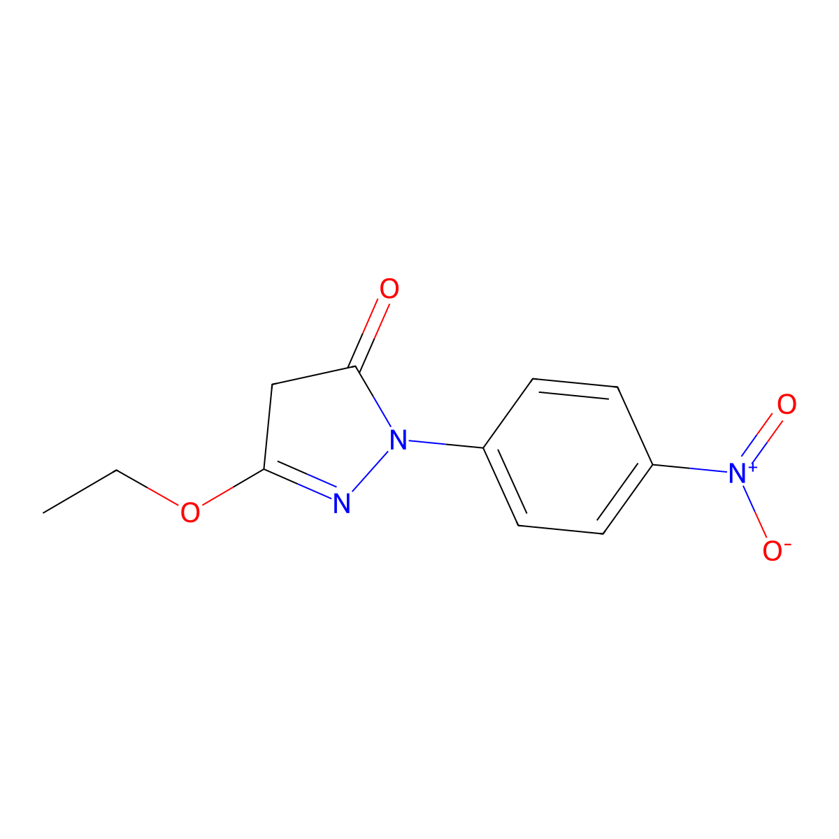 3H-Pyrazol-3-one, 5-ethoxy-2,4-dihydro-2-(4-nitrophenyl)- molecular structure, CAS 4105-90-2