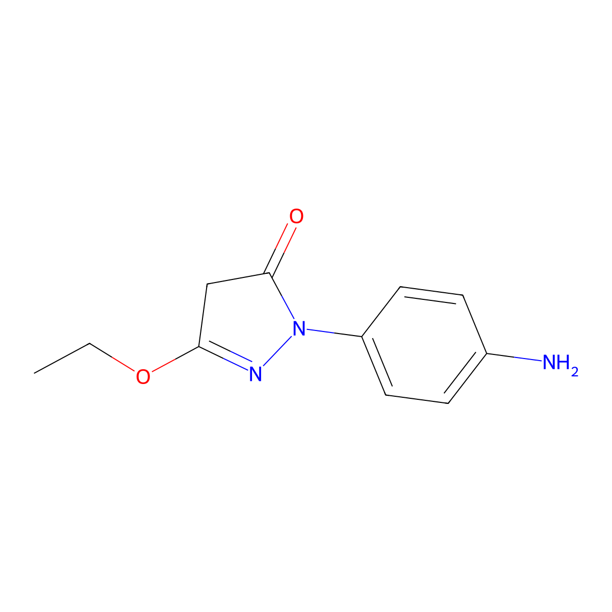 3H-Pyrazol-3-one, 2-(4-aminophenyl)-5-ethoxy-2,4-dihydro- molecular structure, CAS 4105-91-3