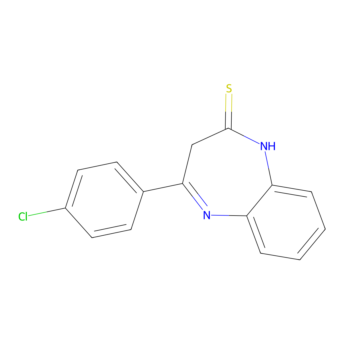 4-(4-chlorophenyl)-2,3-dihydro-1H-1,5-benzodiazepine-2-thione molecular structure, CAS 41054-46-0