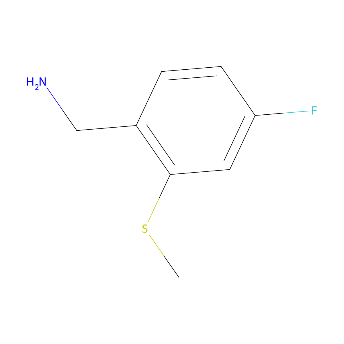 Benzenemethanamine, 4-fluoro-2-(methylthio)- molecular structure, CAS 410545-49-2