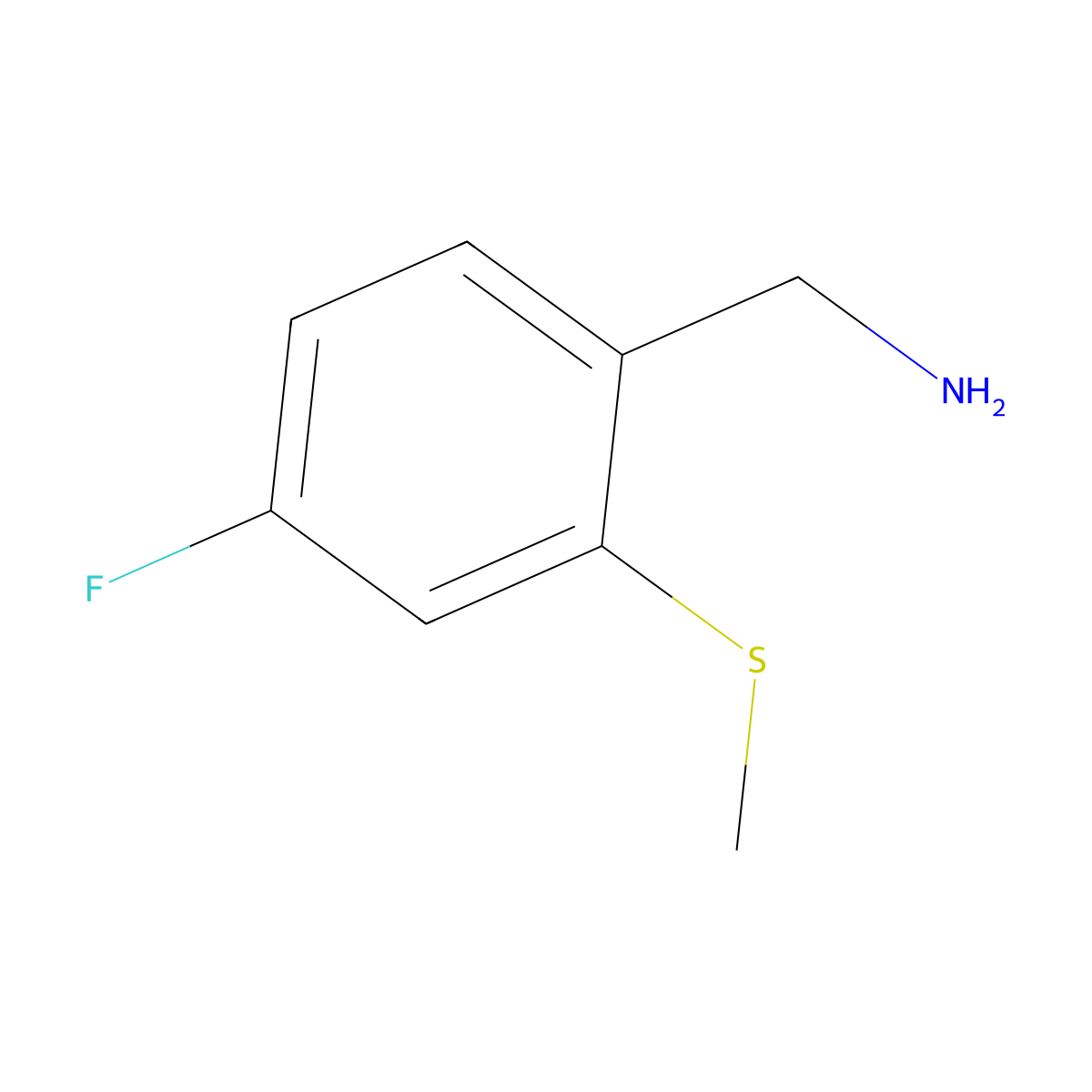 Benzenemethanamine, 4-fluoro-2-(methylthio)- molecular structure, CAS 410545-49-2