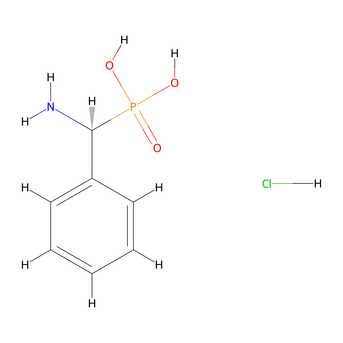 (S)-(Amino(phenyl)methyl)phosphonic acid hydrochloride molecular structure, CAS 410547-19-2