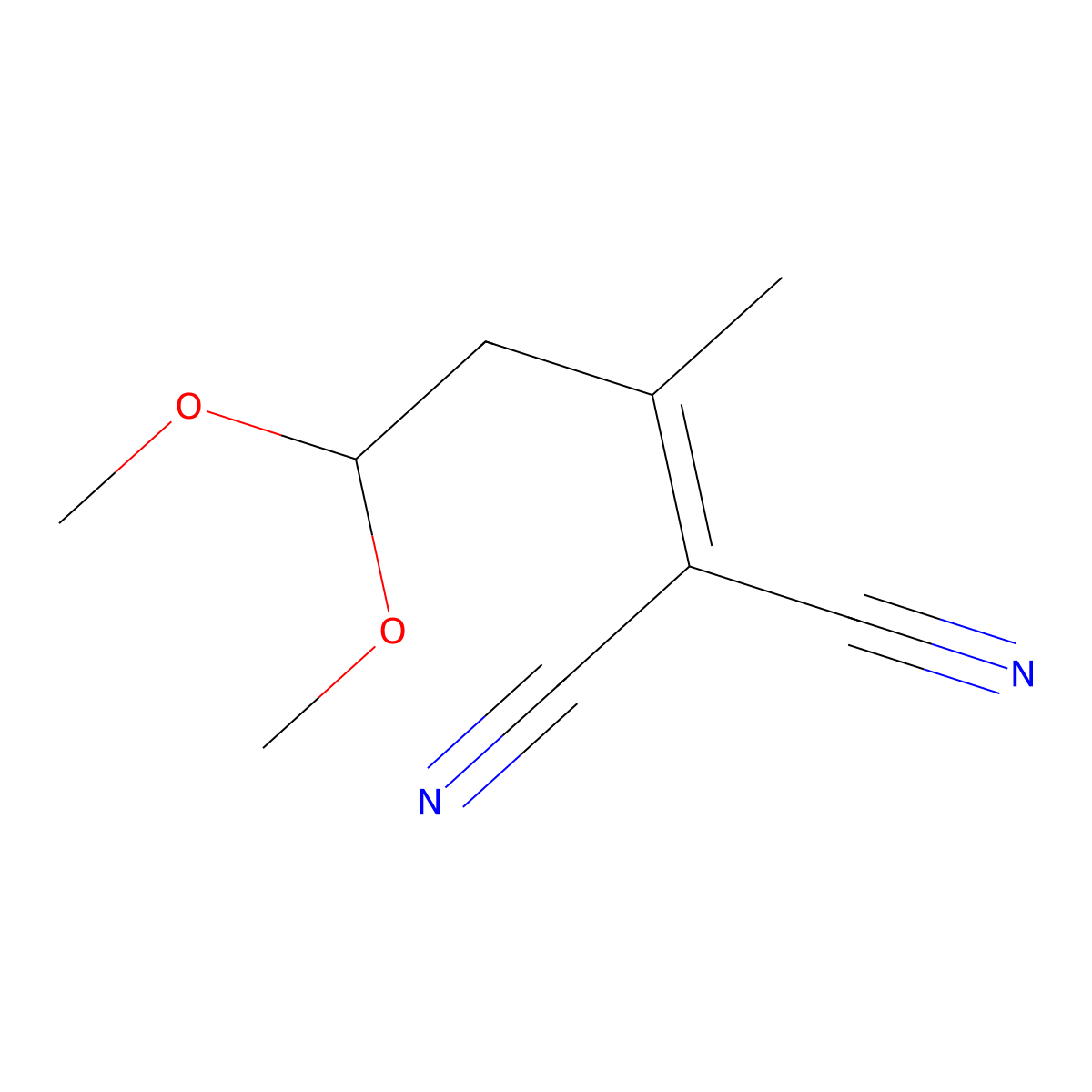 4,4-Dicyano-3-methyl-3-butenal dimethyl acetal molecular structure, CAS 410547-37-4