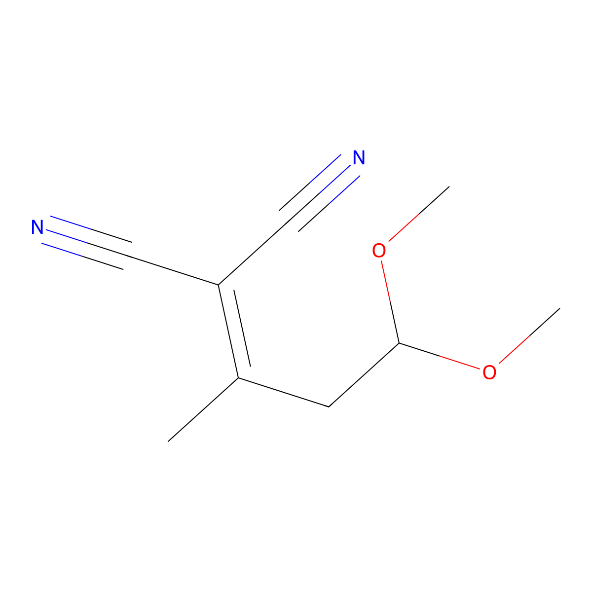 4,4-Dicyano-3-methyl-3-butenal dimethyl acetal molecular structure, CAS 410547-37-4