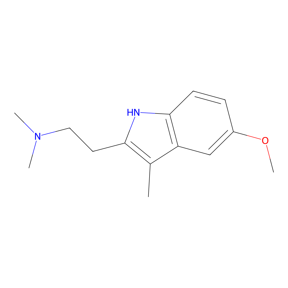 Indole, 2-(2-dimethylaminoethyl)-5-methoxy-3-methyl- molecular structure, CAS 41055-69-0