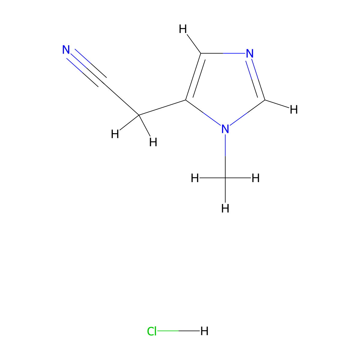 (1-Methyl-1H-imidazol-5-yl)acetonitrile hydrochloride molecular structure, CAS 41065-01-4
