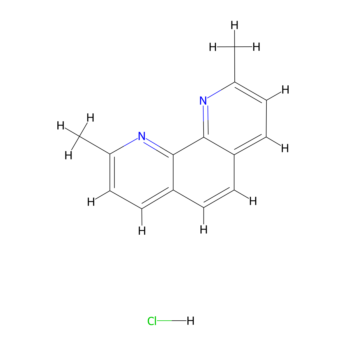 1,10-Phenanthroline, 2,9-dimethyl-, hydrochloride (1:1) molecular structure, CAS 41066-08-4