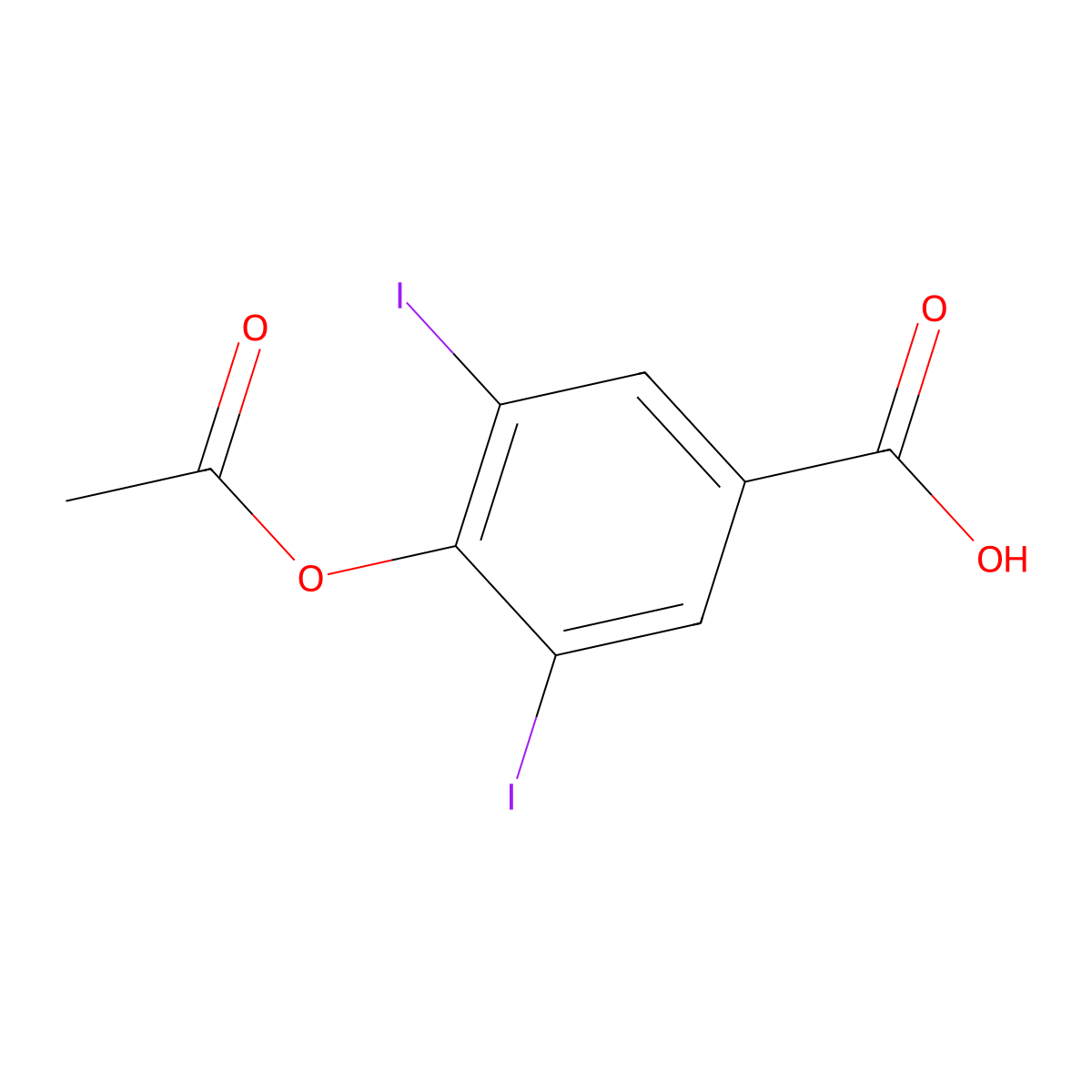 4-Acetyloxy-3,5-diiodobenzoic acid molecular structure, CAS 41072-98-4