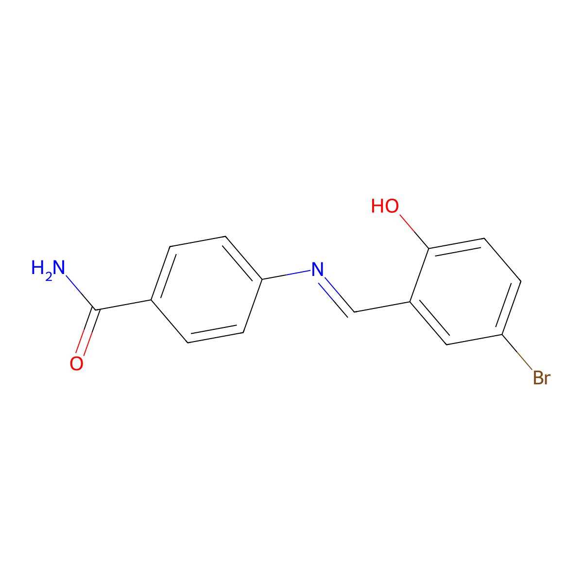 4-{[(1E)-(5-bromo-2-hydroxyphenyl)methylene]amino}benzamide molecular structure, CAS 41077-05-8