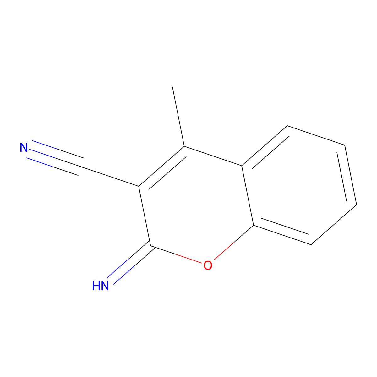 2-Imino-4-methyl-2H-1-benzopyran-3-carbonitrile molecular structure, CAS 41078-17-5