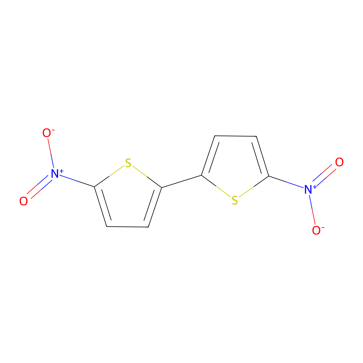 2,2'-Bithiophene, 5,5'-dinitro- molecular structure, CAS 41085-77-2