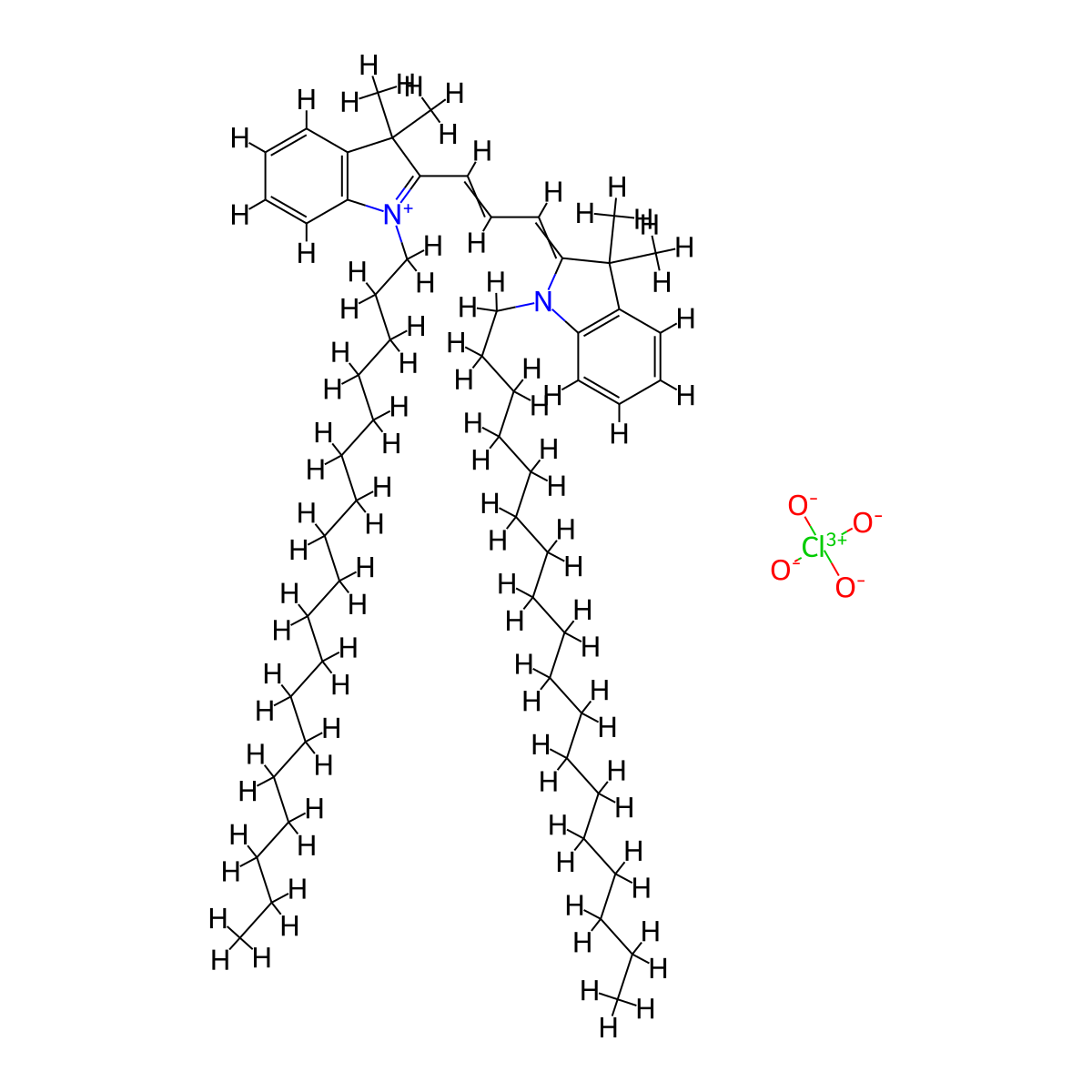 1,1'-Di-n-octadecyl-3,3,3',3'-tetramethylindocarbocyanine perchlorate molecular structure, CAS 41085-99-8