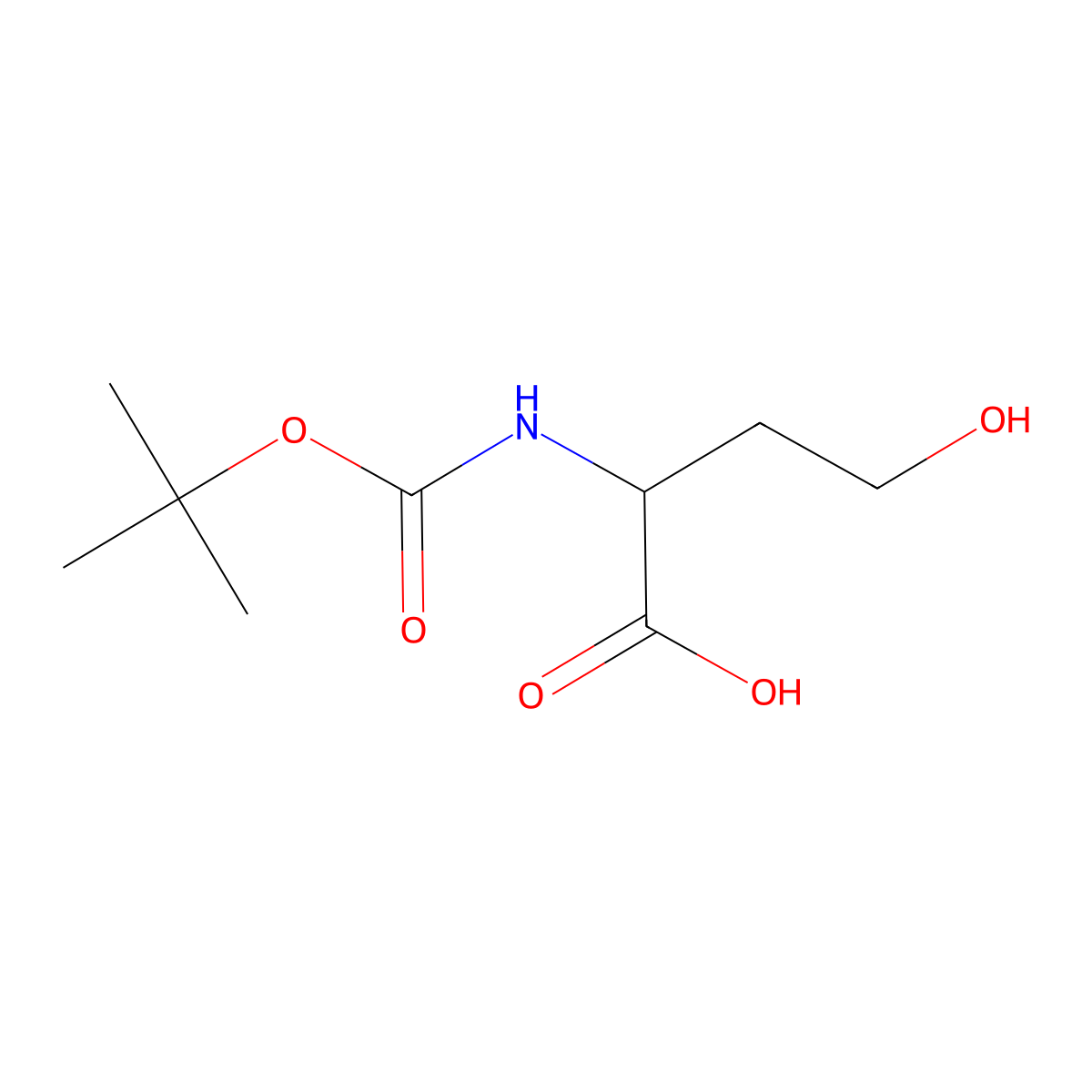 (2S)-2-(((tert-butoxy)carbonyl)amino)-4-hydroxybutanoic acid molecular structure, CAS 41088-86-2