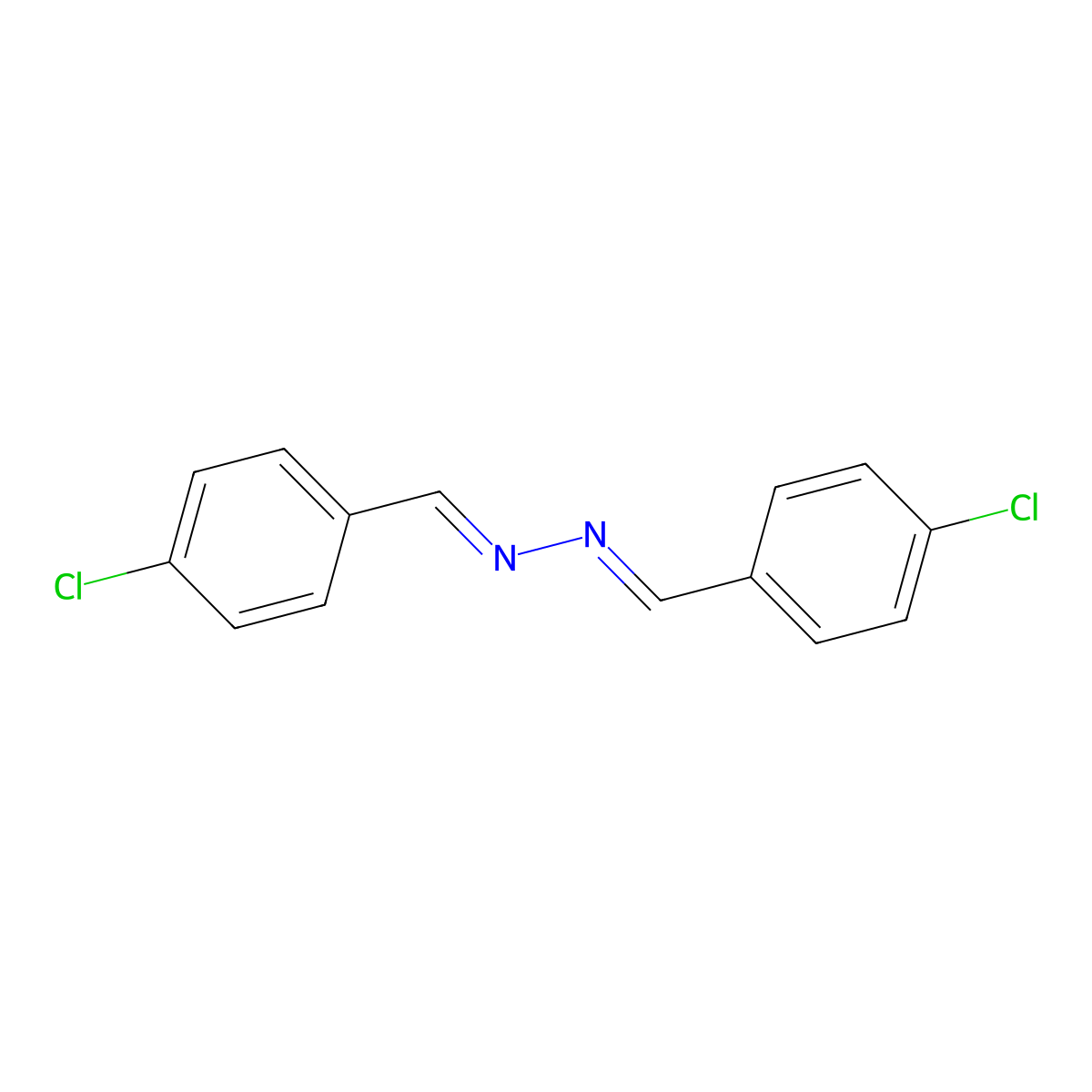 (E,E)-bis((4-chlorophenyl)methylidene)hydrazine molecular structure, CAS 41097-37-4
