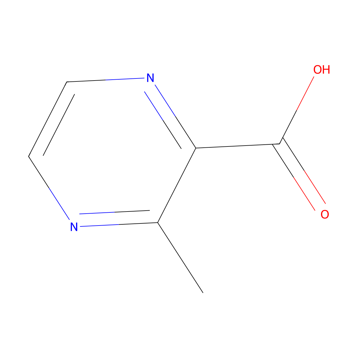 3-Methylpyrazine-2-carboxylic acid molecular structure, CAS 41110-28-5
