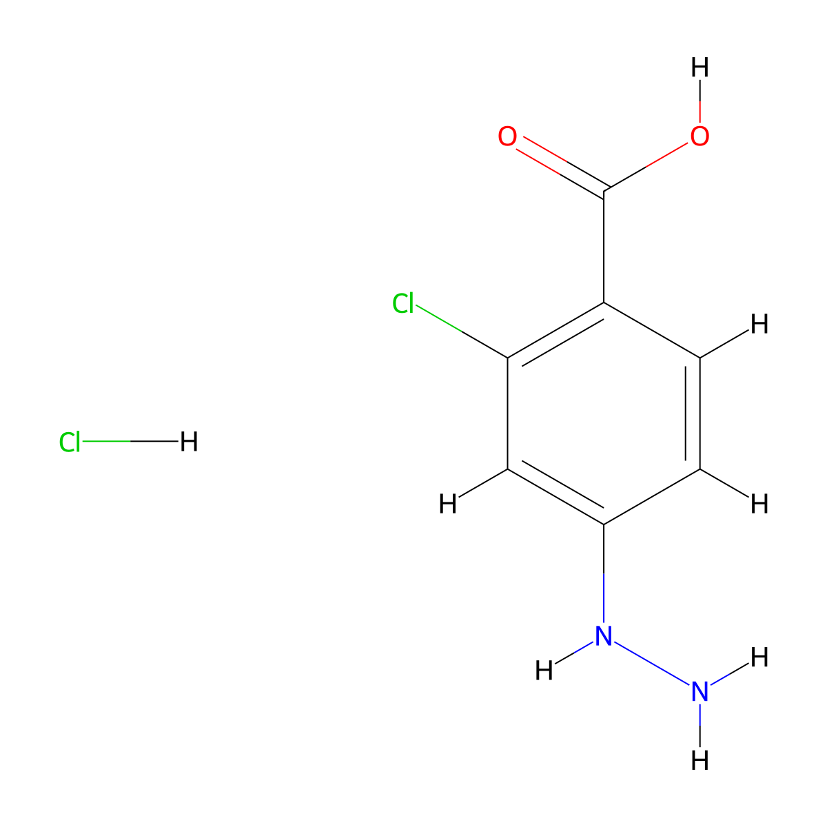 2-Chloro-4-hydrazinylbenzoic acid hydrochloride molecular structure, CAS 41112-74-7