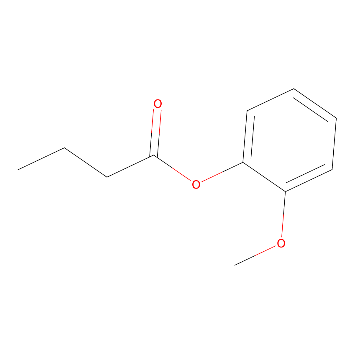 Guaiacol butyrate molecular structure, CAS 4112-92-9