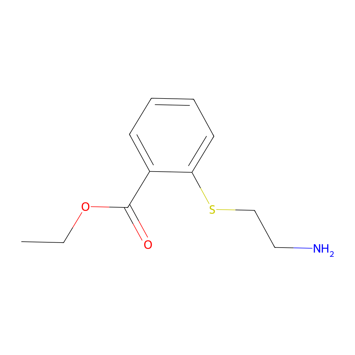 Ethyl 2-[(2-aminoethyl)sulfanyl]benzoate molecular structure, CAS 411211-27-3