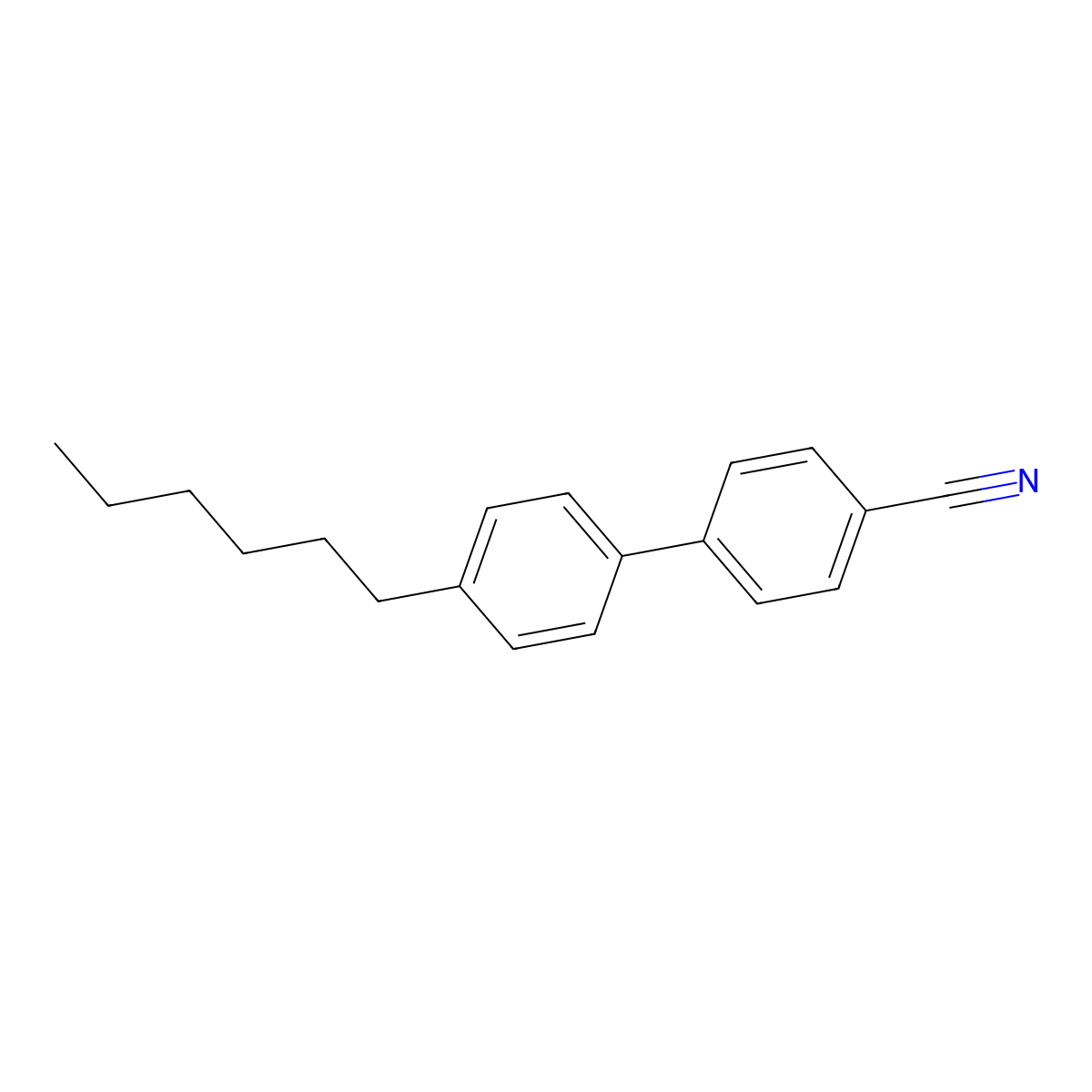 (1,1'-Biphenyl)-4-carbonitrile, 4'-hexyl- molecular structure, CAS 41122-70-7