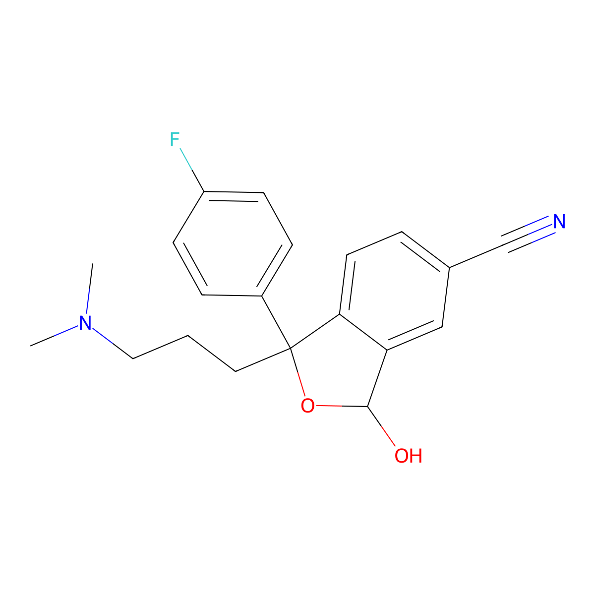 1-[3-(Dimethylamino)propyl]-1-(4-fluorophenyl)-1,3-dihydro-3-hydroxy-5-isobenzofurancarbonitrile molecular structure, CAS 411221-53-9